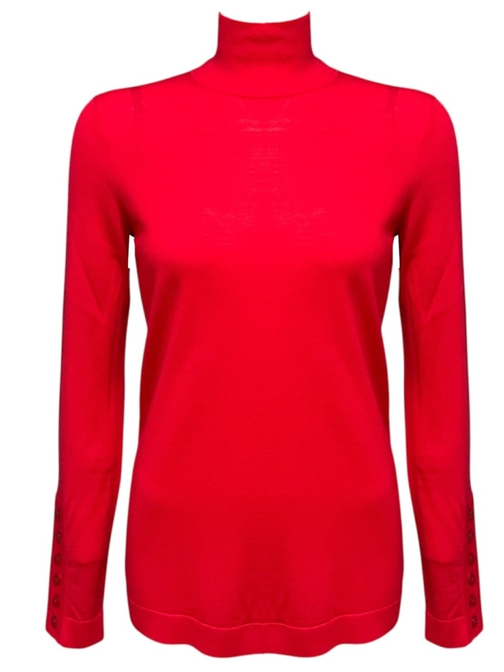 ST. JOHN SCARLET WOOL KNIT TURTLENECK SWEATER